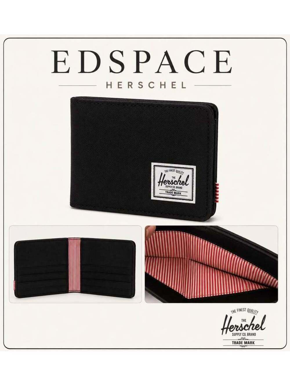 Herschel Supply Co. Black Slim  Wallet Excellent Pre-Owned